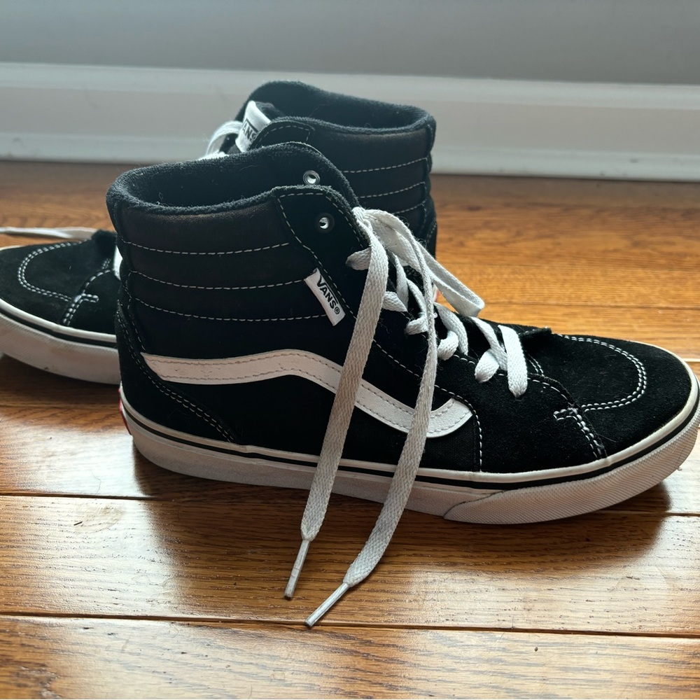 Vans Filmore Kids Hi-Tops Skate Sneakers Unisex Black/White Youth size 5